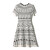 塔驰密司（touchmiss）夏季新款清爽圆领短袖连衣裙女时髦显瘦针织裙 白拼黑 L
