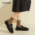 卓诗尼靴子2023新款棉鞋冬季加绒奶奶鞋时尚平跟雪地靴保暖时装靴 黑色 35