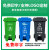 环卫分类脚踏垃圾桶240升 户外大型120L脚踩式四色塑料物业挂车桶 100L特厚脚踏带轮-绿色 厨余垃圾