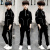 雷公仔童装男童套装新款3-15岁儿童韩版中大童春秋季男孩衣服运动两件套 黑色 150码（建议身高140）