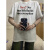 影冰萱夏日棉的美式韩版潮流恶搞标语字母宽松圆领短袖t恤男女上衣T 白色 S