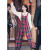 JYZR新年衣服套装女白鹿2023早秋装搭配一整套新款尚穿搭红色格子背带 定制衬衫单件 【高质量高品质】 M 建议（90-100）