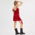 蔻驰（COACH）女士短裙 新款时尚性感风纯色女裙迷你蕾丝荷叶边连衣裙 红色 02