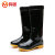 鸣固 高筒雨鞋 冬季工地高筒加棉雨靴黑色加绒高筒牛筋雨靴 42 MG-ZB-4298-0