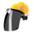 约巢透明防护面罩安全帽面屏电焊打磨防冲击耐高温防飞溅安全防尘面具 黄色安全帽+灰色PC面屏2mm加厚(电焊)