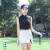 DBHLPGIAN高尔夫女款速干无袖衫弹力显瘦拉链立领短袖T恤夏运动球上衣服装 黑色 上衣 S