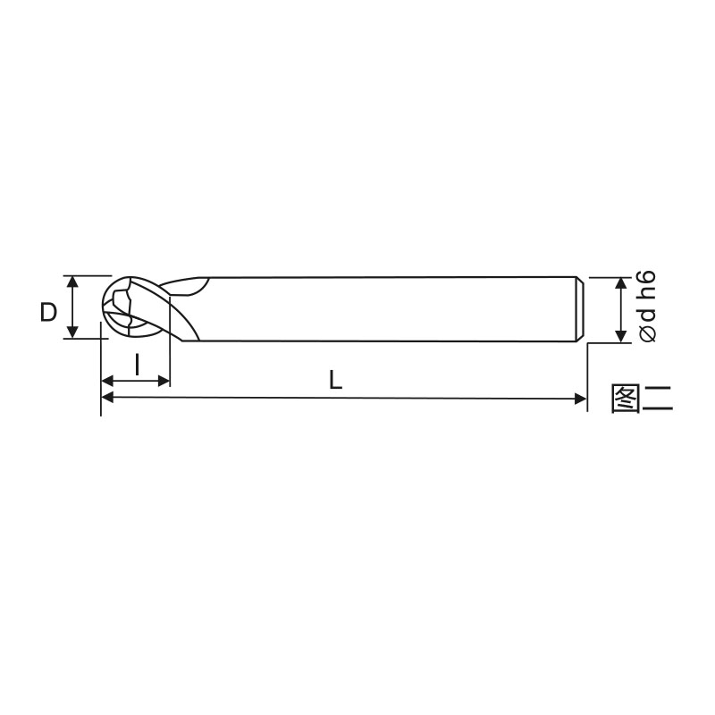 刃天行立铣刀PGMB20500-100S10通用加工2刃 球头铣刀 订制品