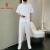 梦娇夏季短袖套装男印花T恤时尚韩版潮流休闲运动两件套 白色 M