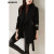 杜莎菲尼（DOSRFINI）品牌中长款羊毛大衣女秋冬新款洋气时尚英伦风系带双面呢外套 黑色 S