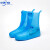 双排扣雨鞋防尘防水雨鞋套 PVC厚耐磨便携式中筒雨鞋套B 蓝色 44/45