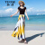 拓涩（TUOSE）沙滩裙女2020夏季新款海边度假长裙子香港潮牌波西米亚套装裙碎花雪纺连衣裙 两件套 XL
