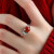 925银南红玛瑙蛋面复古气质新款国潮中式高级感复古戒指食指戒 深红色