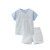 丽婴房（Les enphants）童装婴儿衣服棉质宝宝空调服薄款儿童内衣套装睡衣家居服套装 素色条纹短袖套装蓝色 90cm/2岁