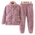 奴曼萱女童珊瑚绒睡衣冬季儿童三层夹棉家居服套装男童加绒加厚子装 粉色 150cm