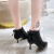 姿柯曼猫跟短靴女鞋马丁靴2023新款女法式小众尖头细跟米白色瘦瘦靴小跟 加绒黑色 34