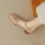 尤杰琳2024年新款镂空棕色方头罗马包头凉鞋女夏季外穿高跟鞋女粗跟 米白色 34【脚瘦拍小一码】