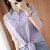 韩芙诗中袖衬衫女设计感小众新款韩版显瘦气质衬衣宽松短袖上衣 紫色 L