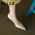BUDDY BELLE女鞋法式尖头浅口高跟鞋女2024年春季拼色细跟单鞋小众设计感珍珠 香槟色 37