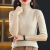 黛雅莫斯新款韩版女半高领修身短袖羊毛衫纯色套头五分袖毛衣简约打底衫 金驼色 S