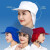 初构想车间防尘工作帽食品帽子棉透气网包头发网兜帽厨房厨师帽男女通用 蓝色帽顶全布