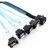 全新SFF 8643对4线1转4服务器Mini SAS阵列卡接硬盘数据线1米 天蓝色弯头 0.75m