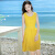 西子美丽心情夏季新品女装黄色短裙子无袖雪纺连衣裙波西米亚沙滩裙海边度假裙 黄色 XZ17C793 L