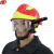 谋福 消防员头盔 抢险救援防砸护头头盔 救援帽红黄色韩式安全帽 头盔加透明眼罩加防爆手电