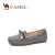 骆驼（CAMEL） 女士 甜美丝带蝴蝶结休闲浅口豆豆鞋 A83512612 灰色 35