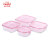 iwaki 怡万家   耐热玻璃保鲜盒雅致装4件套嫩粉红  便当饭盒  加厚耐摔 冰箱保鲜盒 CAPPRN-4P1C