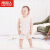 南极人（Nanjiren）宝宝衣服婴儿夏季纯棉短袖透气背心0-3岁男女儿童套装 条纹棕色 66(适合3-6月)