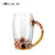 罗比罗丹 珐琅彩工艺品玻璃杯 个性花朵创意水杯 送男女朋友生日及结婚礼物 深色+浅色-高-对杯