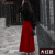 TUOSE 半身裙 夏季欧洲长裙修身显瘦百搭韩版百褶高腰中长款雪纺裙子 大红色 75cm