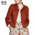 颜域品牌女装冬装新款欧美羊毛双面呢插肩袖保暖加厚短外套01W6804 橙色 S/36