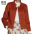 颜域品牌女装冬装新款欧美羊毛双面呢插肩袖保暖加厚短外套01W6804 橙色 S/36