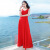 西子美丽心情夏季女装裙子红色无袖雪纺连衣裙波西米亚长裙海边度假沙滩裙 红色XZ16A215 XL