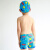 北极绒儿童泳衣男童泳裤平角男孩大小童宝宝温泉泳装带帽 蓝色 XL