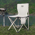 原始人户外折叠椅子钓鱼凳便携式露营野营野餐小马扎轻美术生休闲 超大号米白-赠收纳袋 加粗椅架