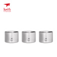 铠斯（KEITH）纯钛功夫茶具钛茶杯烧水壶套装现代简约钛茶具新品 三个双层小茶杯Ti3926