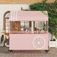 靠森户外摆摊小推车夜市地摊小吃车餐车商用花车集市摊位移动车 粉色长140宽60高190cm长含扶手