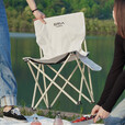 原始人户外折叠椅子钓鱼凳便携式露营野营野餐小马扎轻美术生休闲靠背椅 大号白色椅*4【配大收纳包】