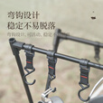 微笑鲨 露营置物架户外便携折叠三角架网兜挂物架晾衣杆灯架野餐支架 中号【挂钩*6+收纳袋】