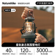 Naturehike挪客星轨复古氛围营地灯 户外露营灯野营手提挂灯led充电帐篷灯 橄榄灰-小号