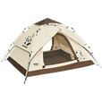 原始人黑胶帐篷户外折叠便携式野营露营全套装备过夜加厚防雨防晒 【双层自动帐篷】熊猫灰焦米色