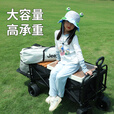 JEEP吉普露营车户外可折叠手推野餐营地超大拖车拉杆摆摊小推车 绿咖色+木纹桌板