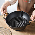 铸铁烤炉铸铁烤肉盘家用煮茶全套新款室内户外多功能烤炉套装 22cm烤炉/烤网+28cm凹面烤盘28cm