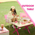 原始人芭比露营桌椅铝合金蛋卷桌户外折叠桌便携桌子野餐全套装备 120款双层双面铝合金【亮粉色】