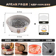 Aoran家用围炉煮茶电围炉电烧烤架室内电陶炉无烟烤火盆煮奶茶罐 电围炉+烤网+900ML玻璃壶 五档调温/插电即用（1000w功率）