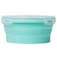 飞跃特日本旅游硅胶折叠碗旅行便携伸缩泡面碗带盖儿童外出户外野餐 蒂芙蓝/350ML/可装宝宝辅食