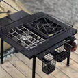 詫祭户外IGT燃气炉桌面嵌入式一体炉下陷防风煤气灶野外露营野炊炉子 一单元暴风下陷炉子银色（3600w