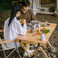 Naturehike挪客星简户外蛋卷桌 折叠桌便携式露营家用实木烧烤野餐榉木野营 加高款/原木色